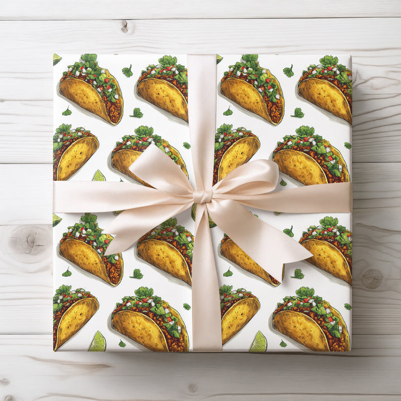 Cilantro Fiesta - Colorful Tacos Pattern Wrapping Paper
