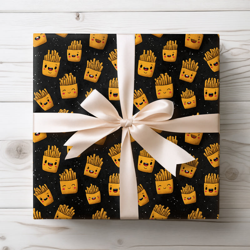 Happy Fries Delight - Smiling French Fries Pattern Wrapping Paper