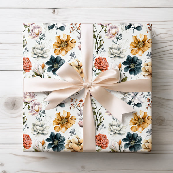 FloraMuse – Artistic botanical illustration of large garden flowers Wrapping Paper