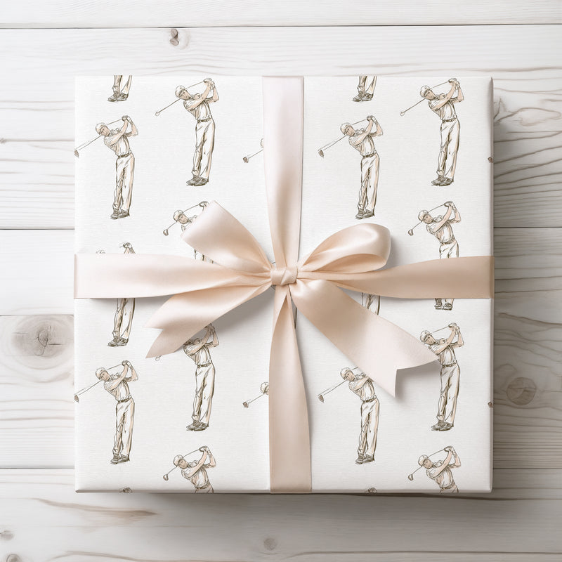 SwingSketch – Hand-drawn Golfer Pose Wrapping Paper