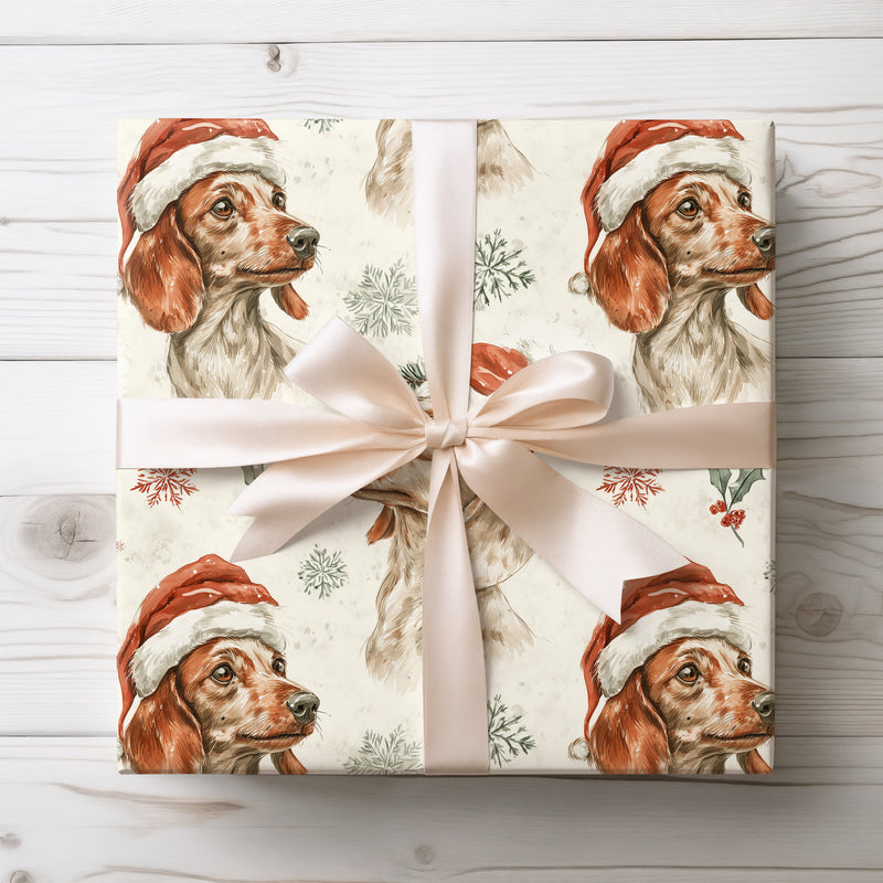 Santa's Sausage Dog - Festive Dachshund Christmas Gift Wrap