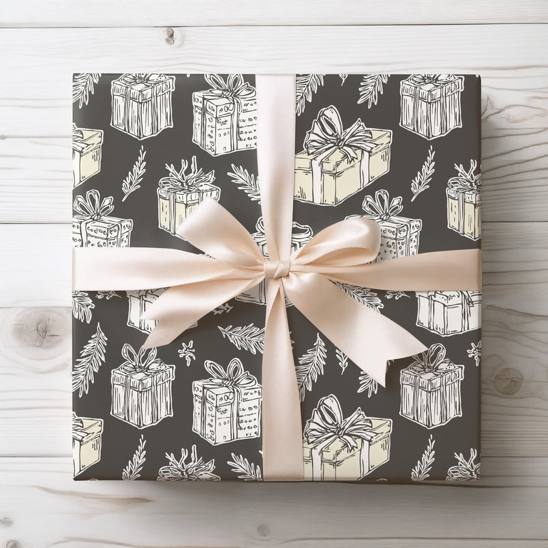 PineGift – Hand-Drawn Christmas Gift Boxes Wrapping Paper