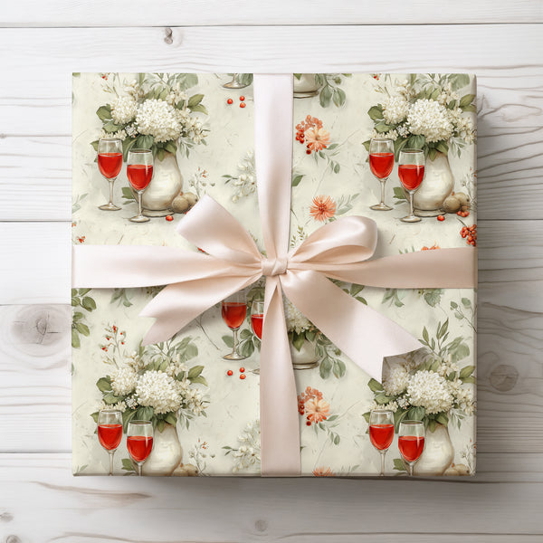 Champagne & Petal Soirée – Elegant Floral Wrapping Paper