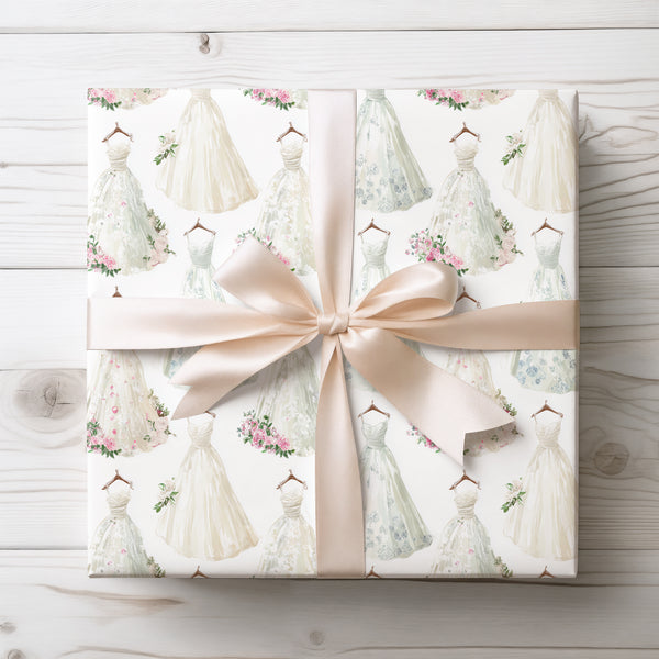 Everlasting Bride – Wedding dress floral seamless wrapping paper