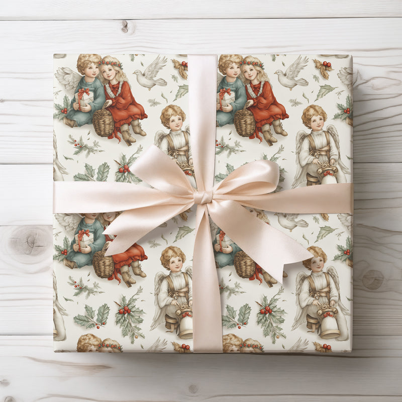HollyHalo – Victorian Angel Christmas Wrapping Paper
