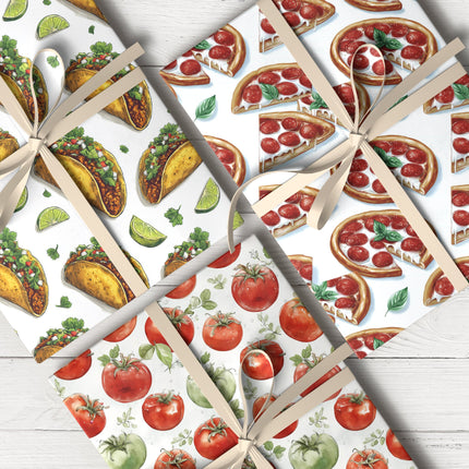 Playful food illustration wrapping paper