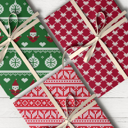 Cozy knit-pattern gift wrap