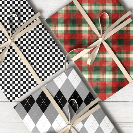 Classic check-pattern wrapping paper