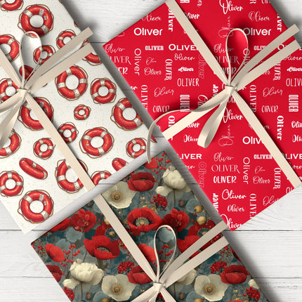 Red wrapping paper with elegant design