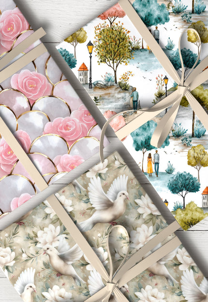 Romantic heart-pattern wrapping paper