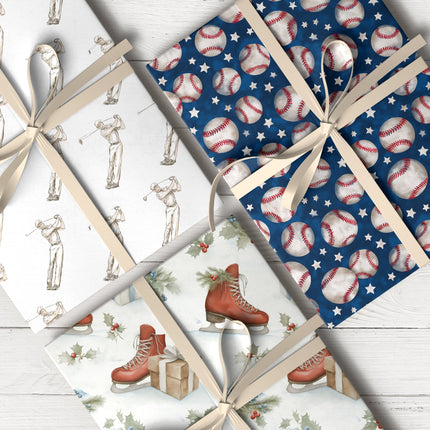 Sports-themed wrapping paper with balls