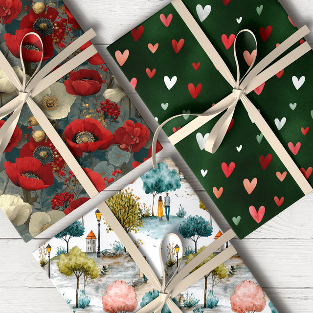 Love-themed Valentine wrapping paper