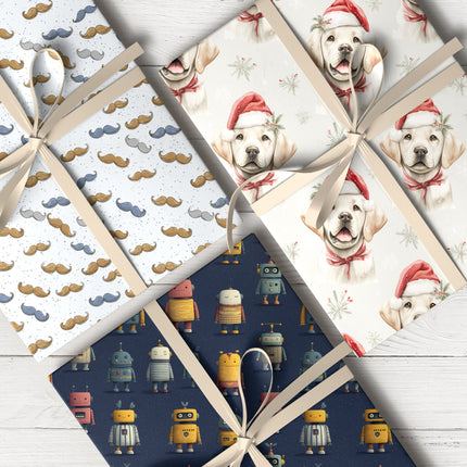 Wrapping paper for him, her, kids, family, and friends