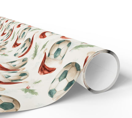 Festive Goal – Soccer Ball with Santa Hat Christmas Wrapping Paper