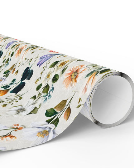 FloraWeave – Bright hand-drawn florals layered with subtle lace patterns Wrapping Paper