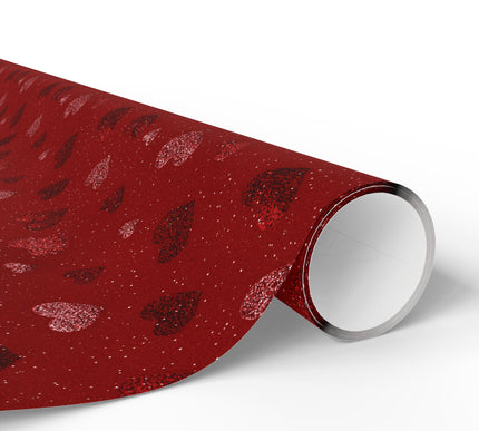 Crimson Heartfall – Valentine Hearts Glitter wrapping paper