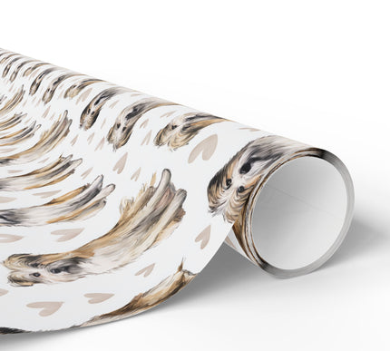Heartbound Wanderer – Pyrenean Shepherd Love Hearts wrapping paper