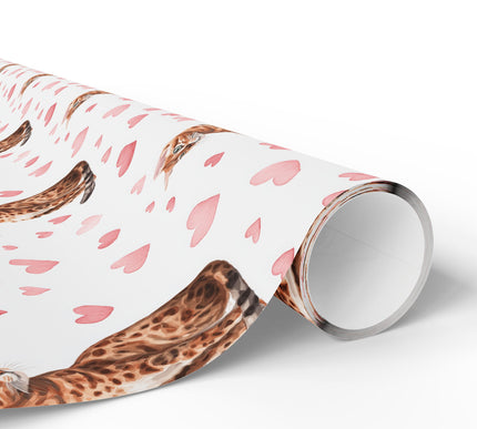 Amberheart Bengal – Elegant Watercolor Bengal Cat Love Pattern wrapping paper