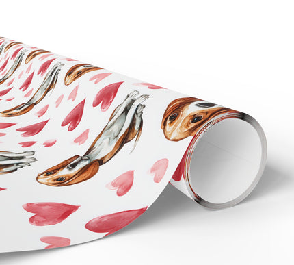 Scoutheart Joy – Beagle watercolor hearts wrapping paper