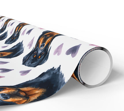 Velvetguard Bloom – Rottweiler hearts wrapping paper