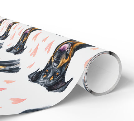 Midnight Ember – Beauceron watercolor hearts wrapping paper