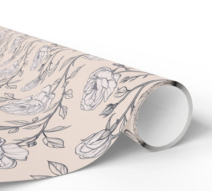 RoseSketch – Elegant Hand-Drawn Rose Flowers on Soft Beige Wrapping Paper