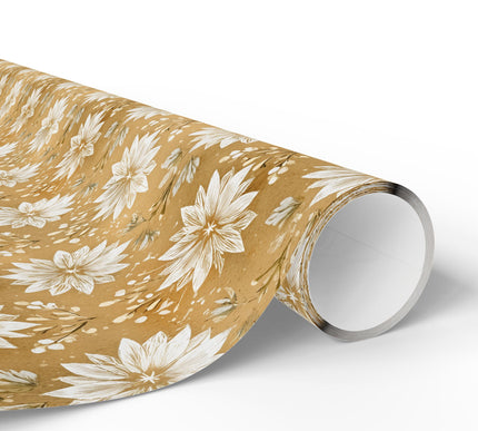 FrostStar – White Star Poinsettia Floral Wrapping Paper