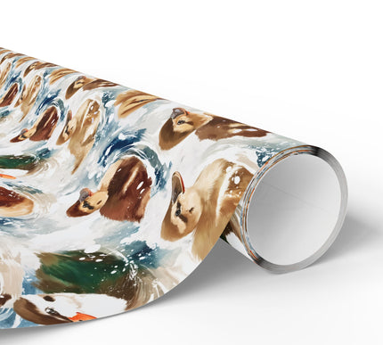 SnowyDrift – Realistic Ducklings in Splashing Water Wrapping Paper
