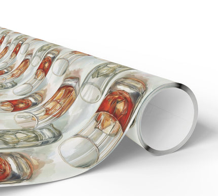 Golden Ember Drift – Whiskey Glasses with Ice Cubes Wrapping Paper