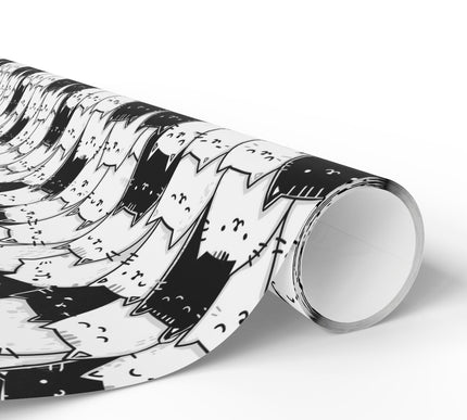 Feline Fantasy - Black and White Cat Fantasy Wrapping Paper