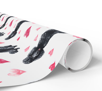 Velvetpuff Valentine – black poodle heart wrapping paper