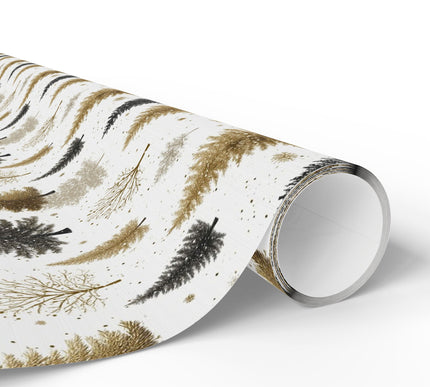 Gilded Grove - Elegant Golden and Silver Winter Tree Wrapping Paper