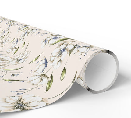 IvoryBloom Veil – White Floral Wedding Pattern Wrapping Paper