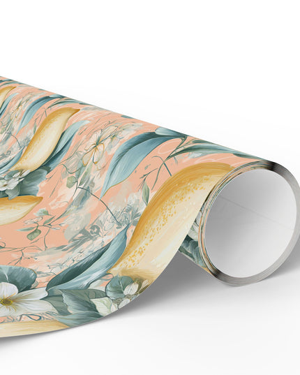 Zestvale – Lemon & Floral Peach Botanical Wrapping Paper
