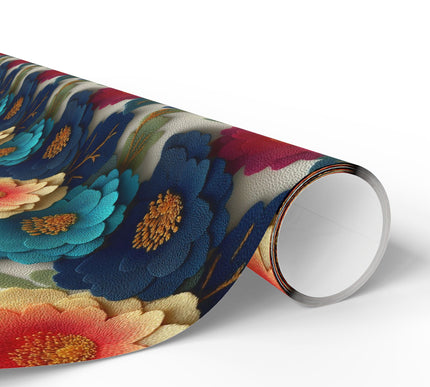 Enchanting Blossom Brocade - Elegant Embroidered Floral Wrapping Paper