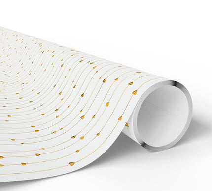 Goldenfall Strings – Gold Vertical Heart Lines wrapping paper