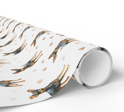 Petit Heartstride – Miniature Pinscher love wrapping paper