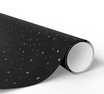 Cosmic Glisten - Luxurious Golden Star Night Sky Wrapping Paper