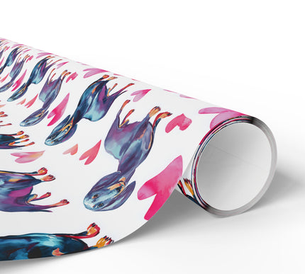 Loverlong Hound – Watercolor Dachshunds and Hearts wrapping paper