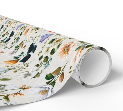 FloraWeave – Bright hand-drawn florals layered with subtle lace patterns Wrapping Paper