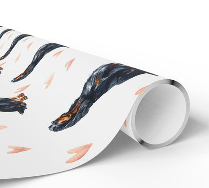 Emberveil Charm – Gordon Setter watercolor hearts wrapping paper