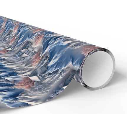 Whispering Peaks - Snowy Mountain Village Embossed Wrapping Paper