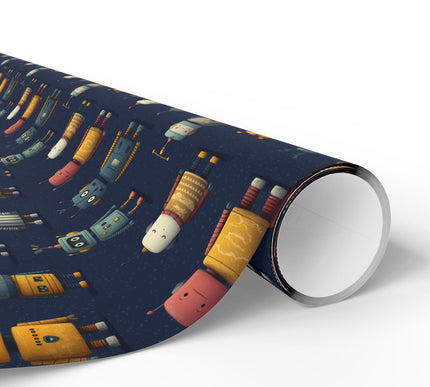Gearpixo – Playful Cartoon Robot Kids Wrapping Paper