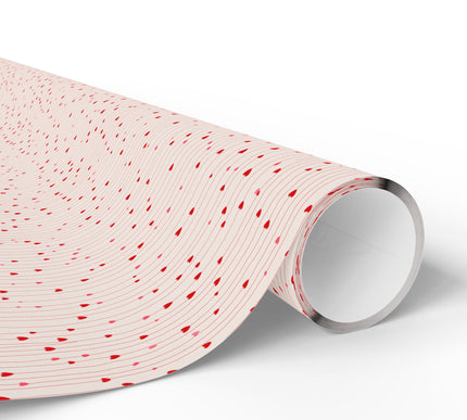 Heartstrings Fall – Seamless Vertical Red Heart Lines on Beige Background wrapping paper
