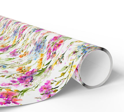 PetalCascade – Vibrant Wild Bloom Watercolor Wrapping Paper