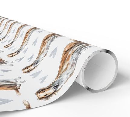 Velourstride – Elegant Borzoi Hearts wrapping paper