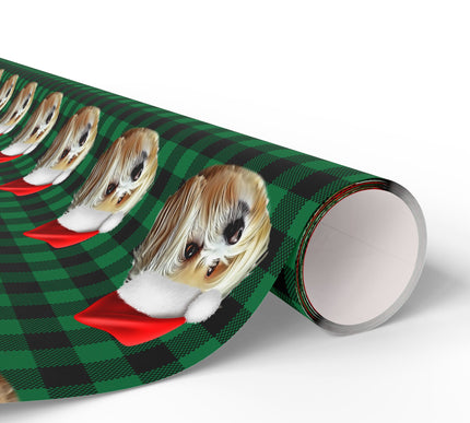 PlaidPaws Evergreen – Personalized Dog Christmas Wrapping Paper