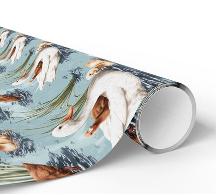 Lakeside Quacksong – White Duck Family Wrapping Paper
