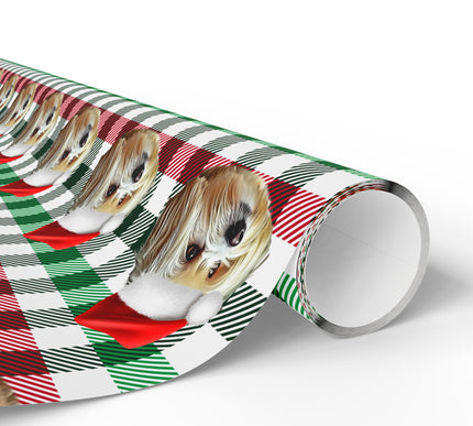 PlaidPaws Evergreen – Personalized Dog Christmas Wrapping Paper
