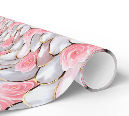 Gilded Elegance - Rose Gold and Pearl Scales Wrapping Paper